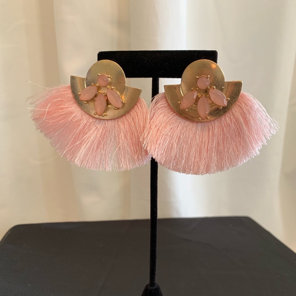 Blush pink tassel earrings